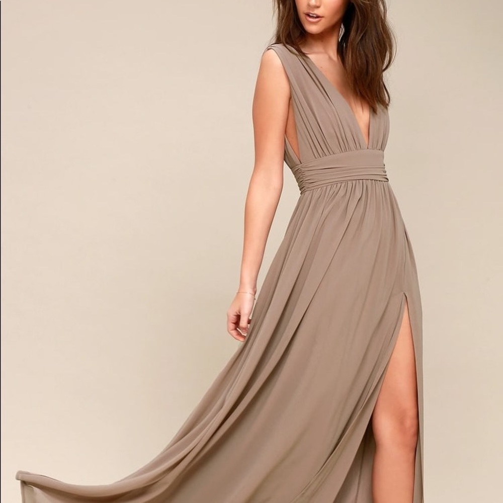 Heavenly Hues Taupe Maxi Dress